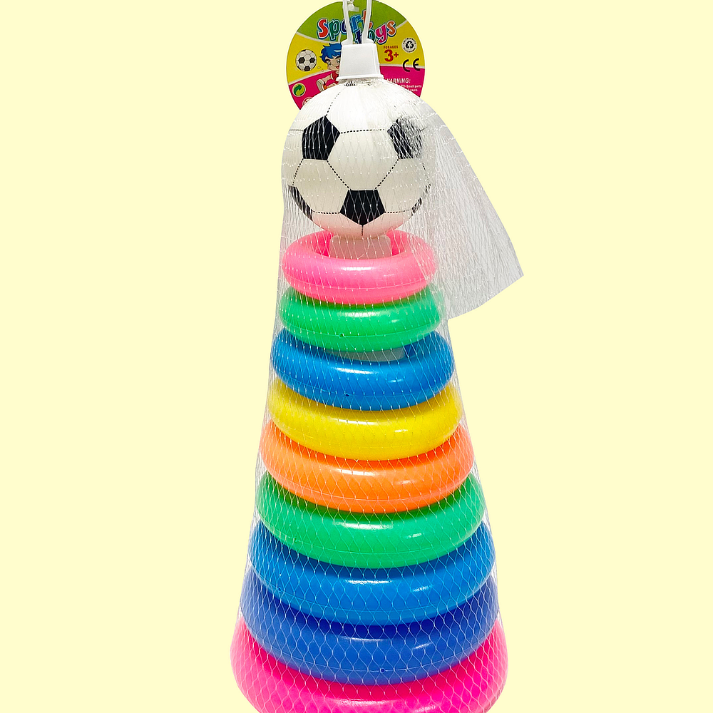 TORRE DE AROS PARA BEBES DE COLORES 