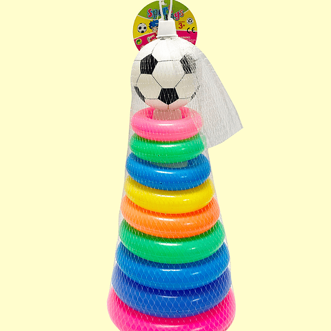 TORRE DE AROS PARA BEBES DE COLORES 