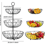 FRUTERO CANASTO DE 3 NIVELES DE METAL