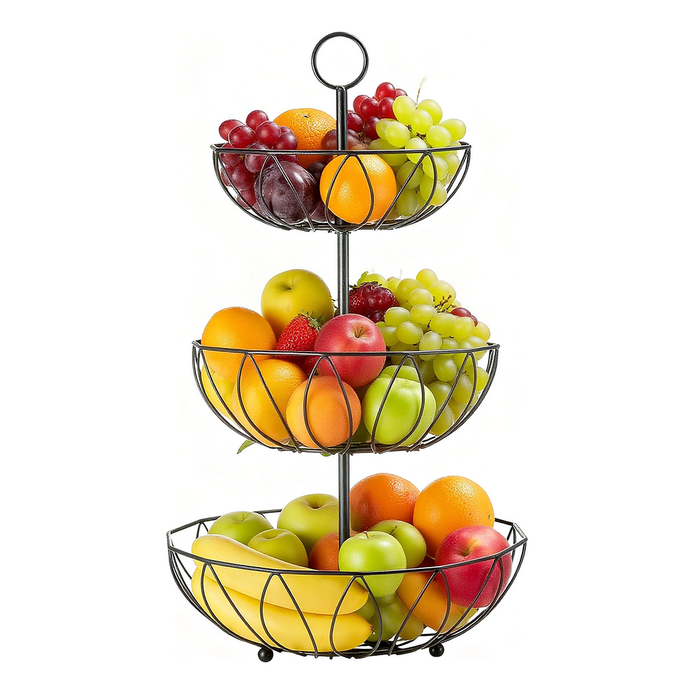 FRUTERO CANASTO DE 3 NIVELES DE METAL