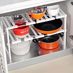 MUEBLE ORGANIZADOR ESTANTE DE COCINA AJUSTABLE 50 A 70CM BLANCO