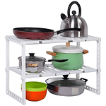 MUEBLE ORGANIZADOR ESTANTE DE COCINA AJUSTABLE 50 A 70CM BLANCO