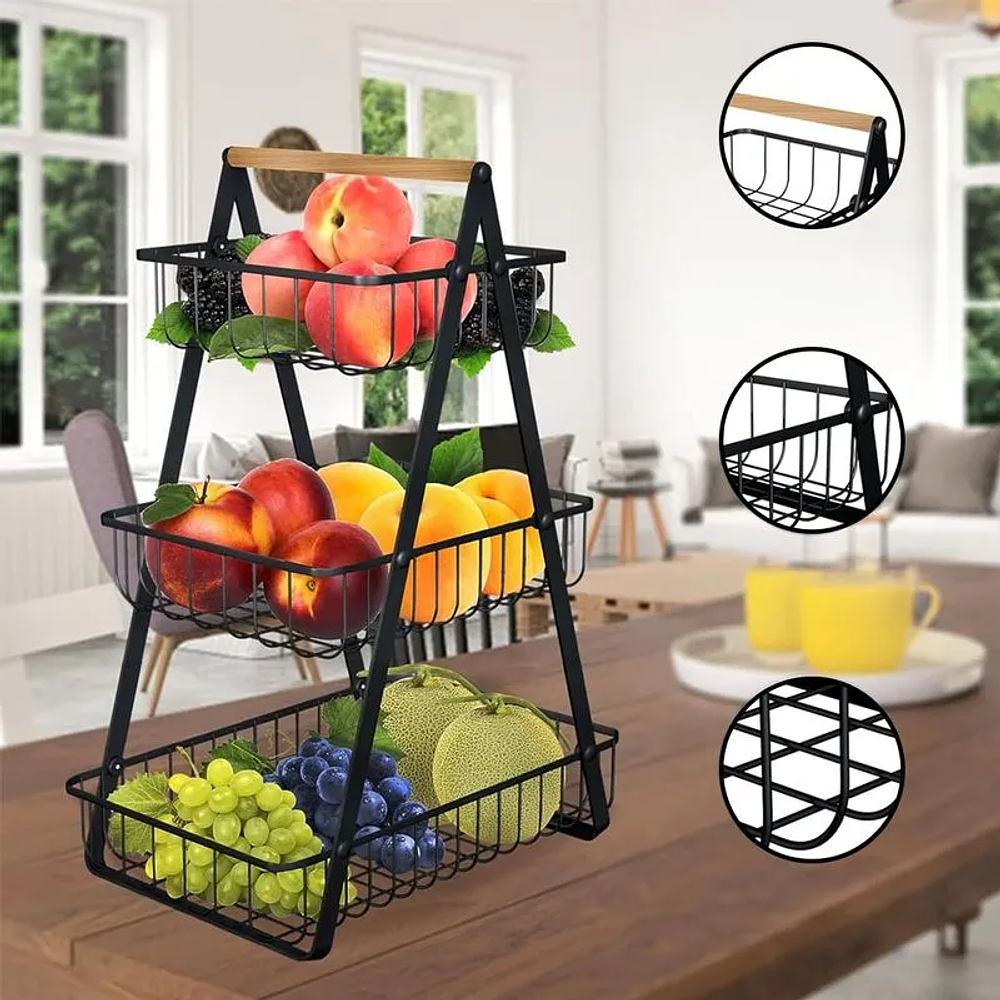 CESTA DE METAL FRUTERO 3 NIVELES 