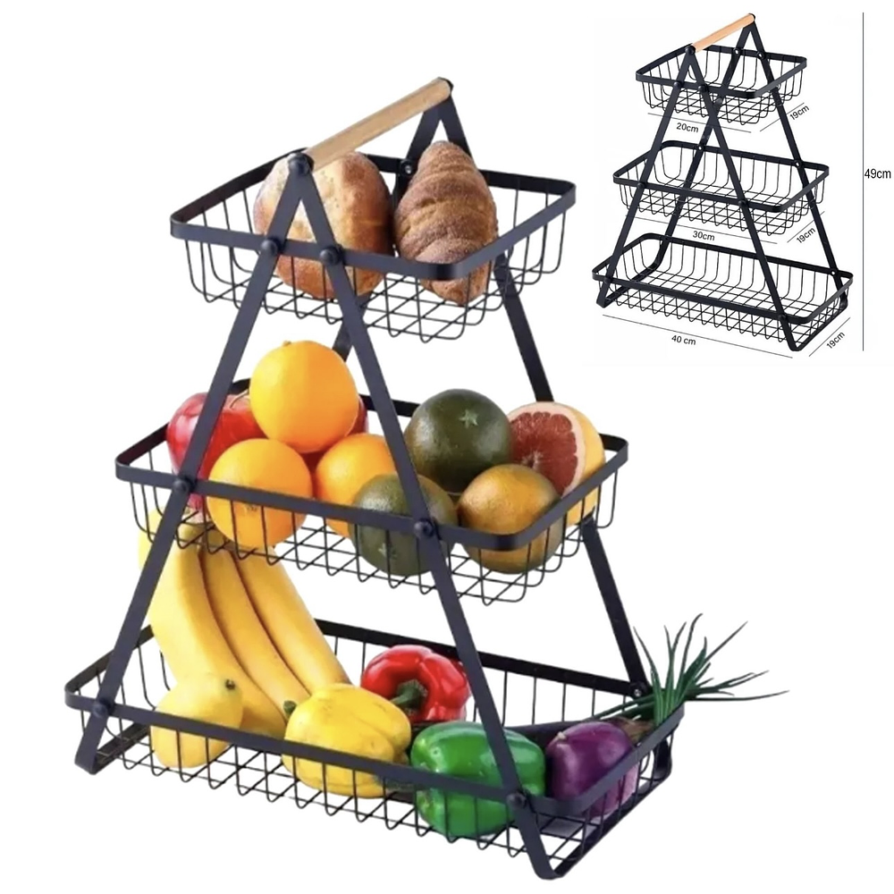 CESTA DE METAL FRUTERO 3 NIVELES 