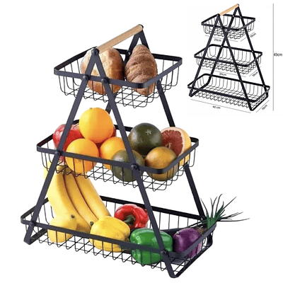 CESTA DE METAL FRUTERO 3 NIVELES 