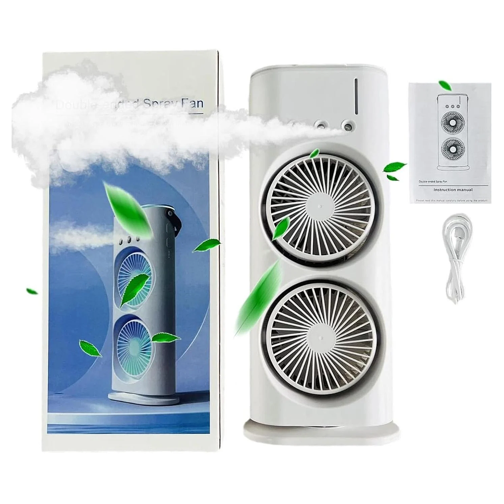 VENTILADOR DOBLE CON HUMIDIFICADOR Y LUCES RGB 