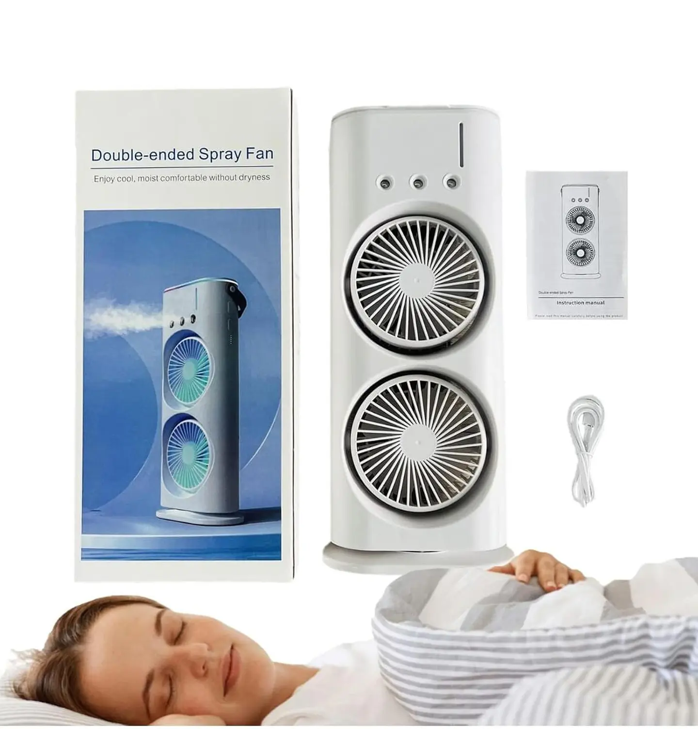 VENTILADOR DOBLE CON HUMIDIFICADOR Y LUCES RGB  5