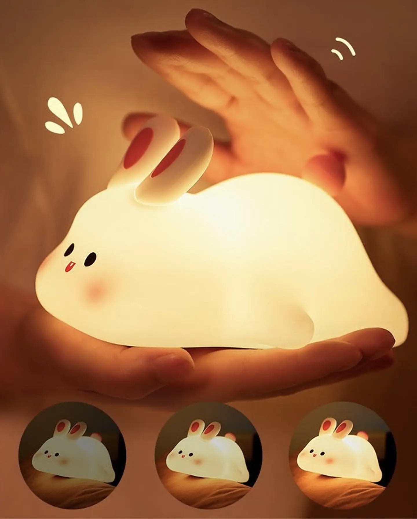 LAMPARA DE NOCHE BIG FACE RABBIT CON SENSOR TÁCTIL  1