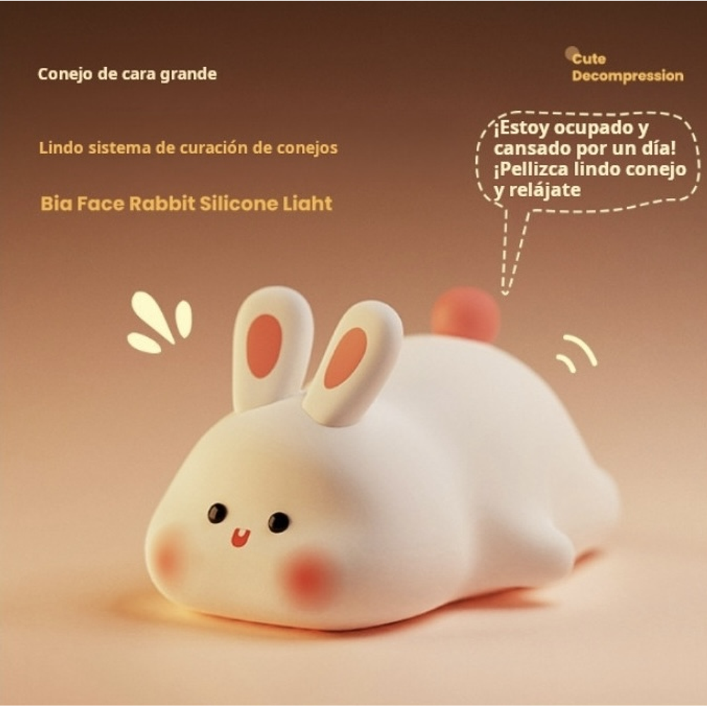 LAMPARA DE NOCHE BIG FACE RABBIT CON SENSOR TÁCTIL 