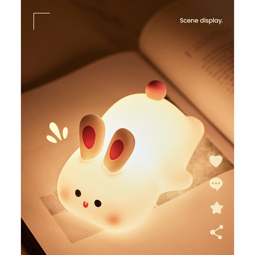 LAMPARA DE NOCHE BIG FACE RABBIT CON SENSOR TÁCTIL 