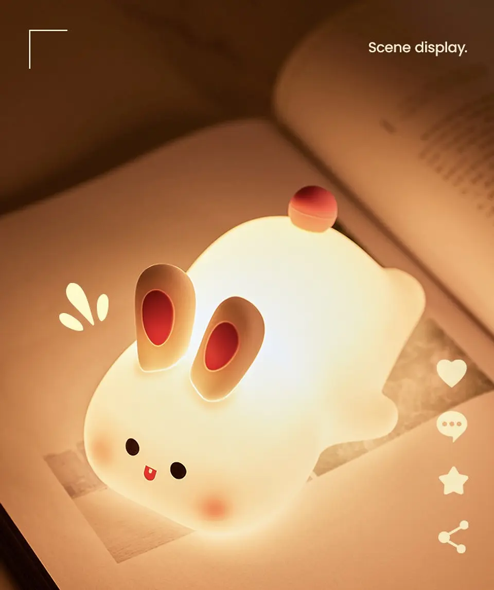 LAMPARA DE NOCHE BIG FACE RABBIT CON SENSOR TÁCTIL  5