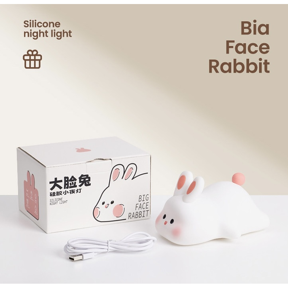 LAMPARA DE NOCHE BIG FACE RABBIT CON SENSOR TÁCTIL 