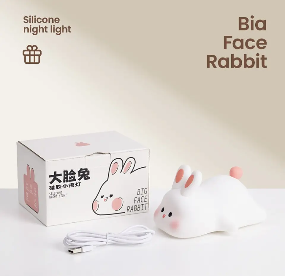 LAMPARA DE NOCHE BIG FACE RABBIT CON SENSOR TÁCTIL  9