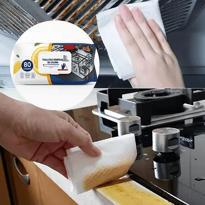 TOALLITAS HÚMEDA DE COCINA QUITA GRASA PQT 80UNDS