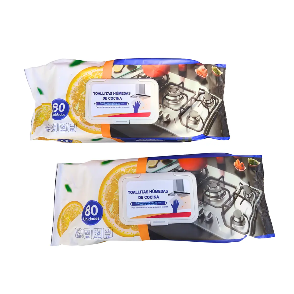 TOALLITAS HÚMEDA DE COCINA QUITA GRASA PQT 80UNDS