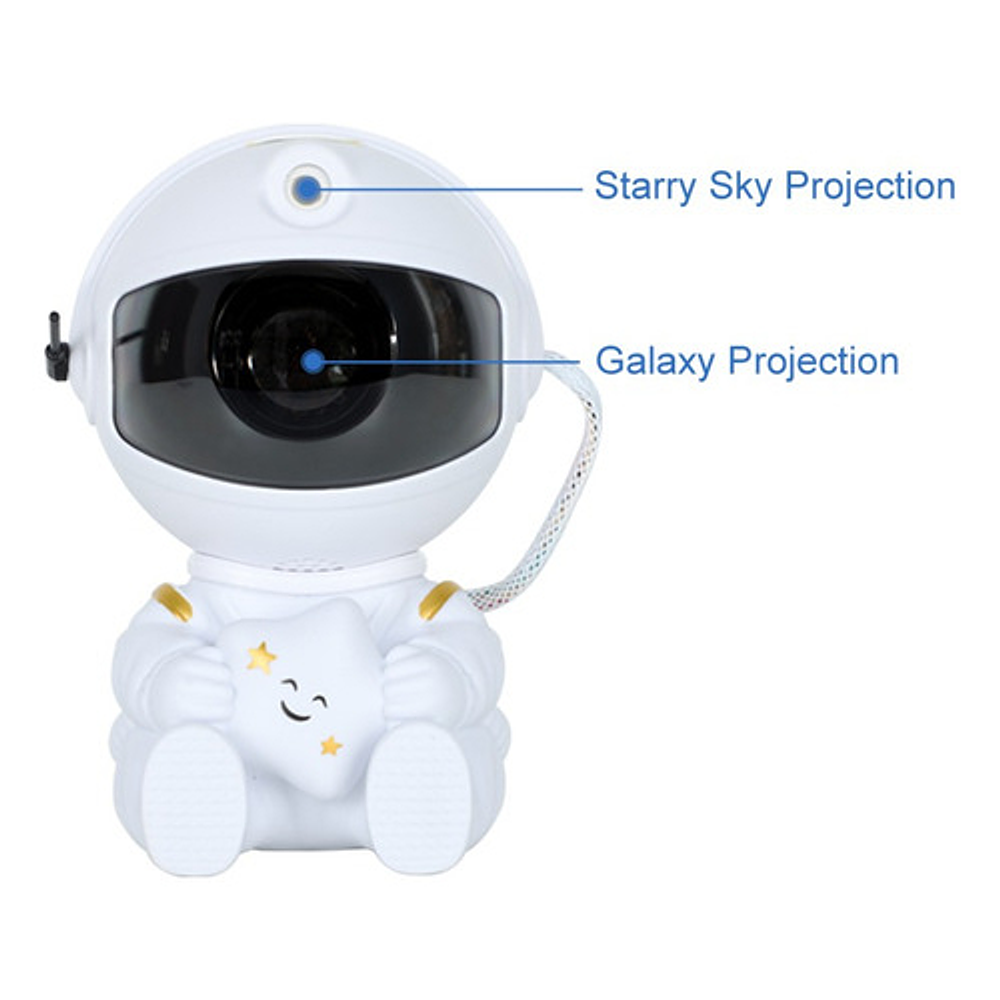 LAMPARA PROYECTOR DE GALAXIA ASTRONAUTA SENTADITO CON CONTROL