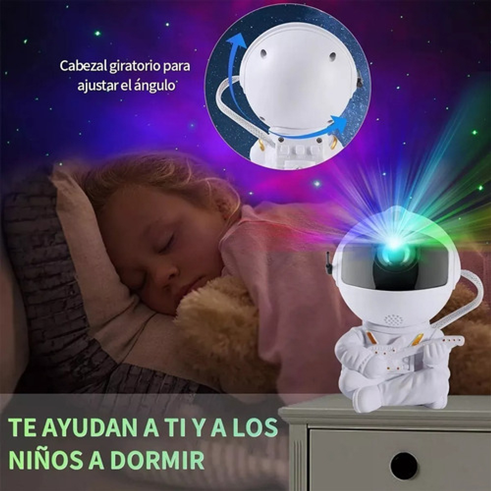LAMPARA PROYECTOR DE GALAXIA ASTRONAUTA SENTADITO CON CONTROL