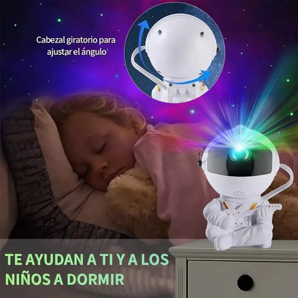 LAMPARA PROYECTOR DE GALAXIA ASTRONAUTA SENTADITO CON CONTROL 3