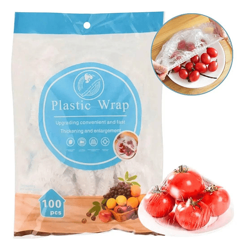 PAQUETE 100 BOLSAS ELASTICADAS PARA CUBRIR PLATOS Y ALIMENTOS 