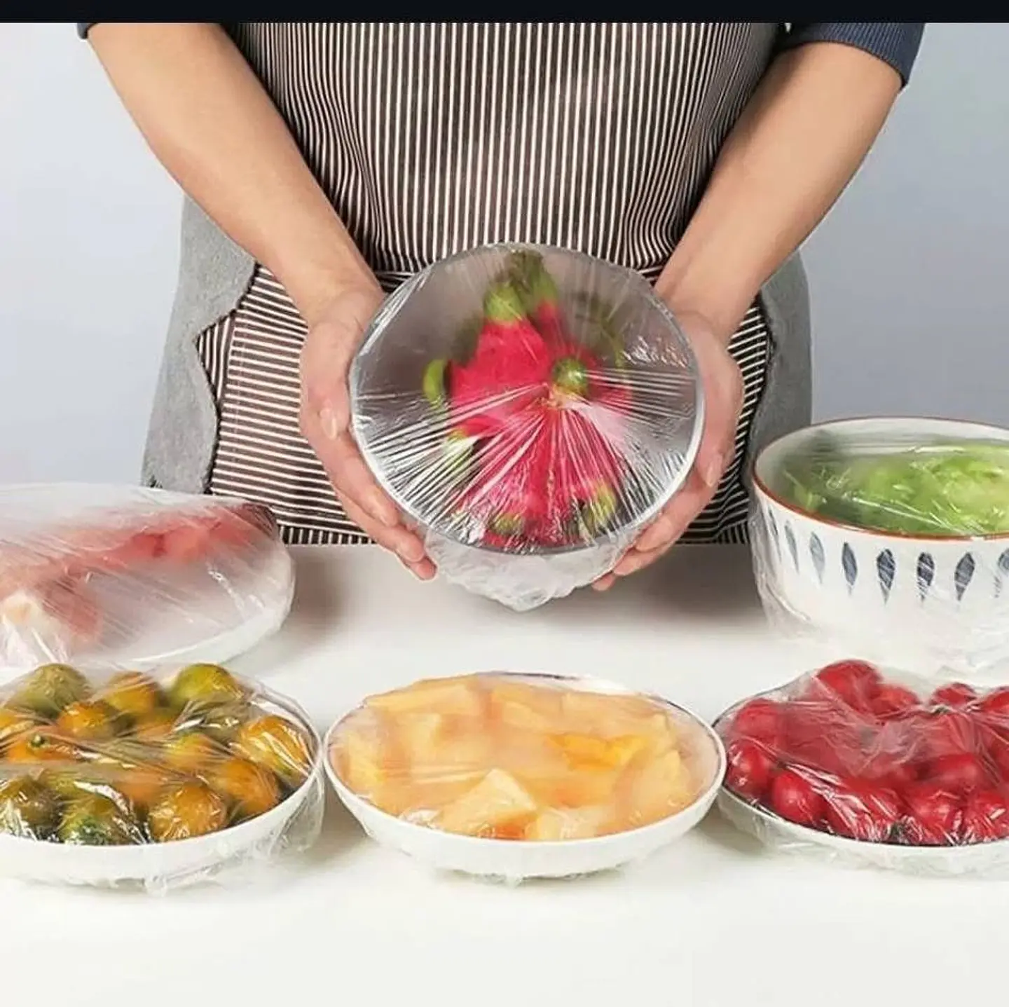 PAQUETE 100 BOLSAS ELASTICADAS PARA CUBRIR PLATOS Y ALIMENTOS  3