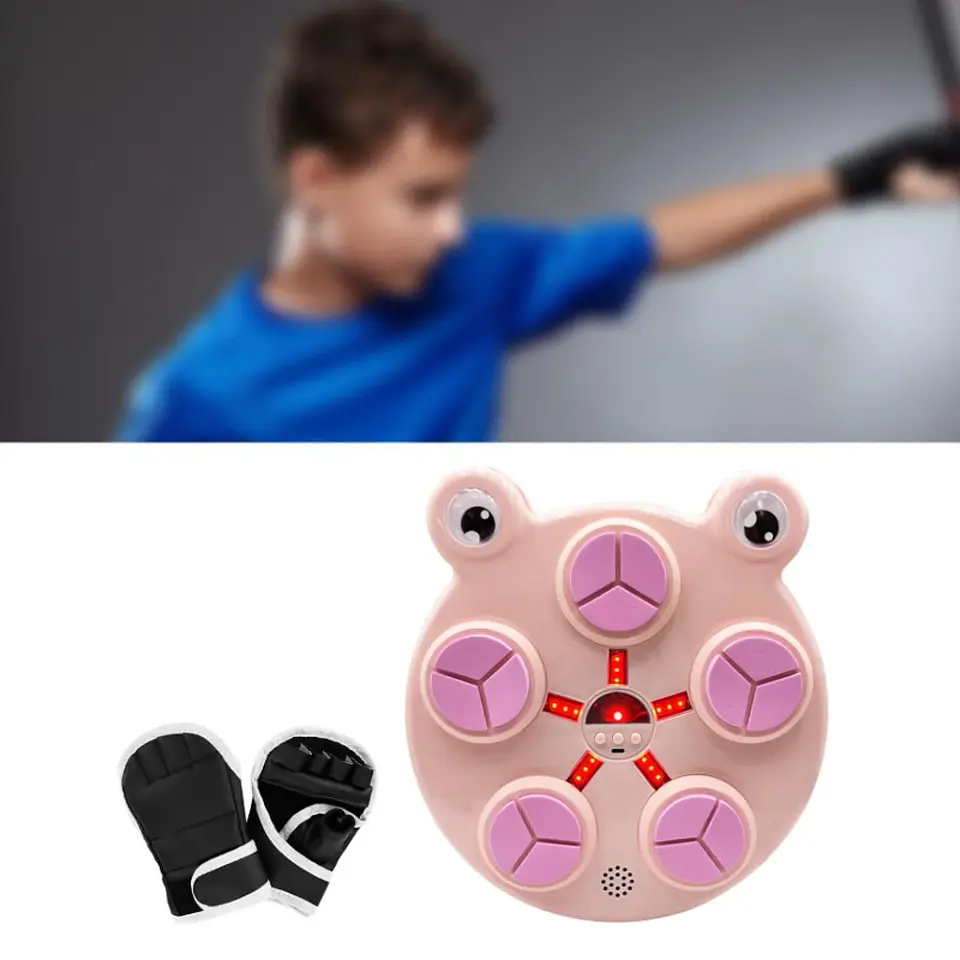 MAQUINA BOXEO MUSICAL 5 GOLPES NIÑOS KAWAI + GUANTES 2