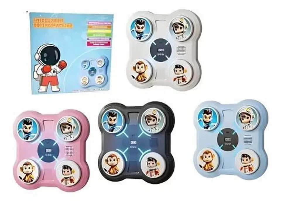 MAQUINA BOXEO RECARGABLE MUSICAL 4 GOLPES NIÑOS + GUANTES 3