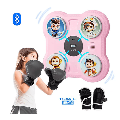 MAQUINA BOXEO RECARGABLE MUSICAL 4 GOLPES NIÑOS + GUANTES