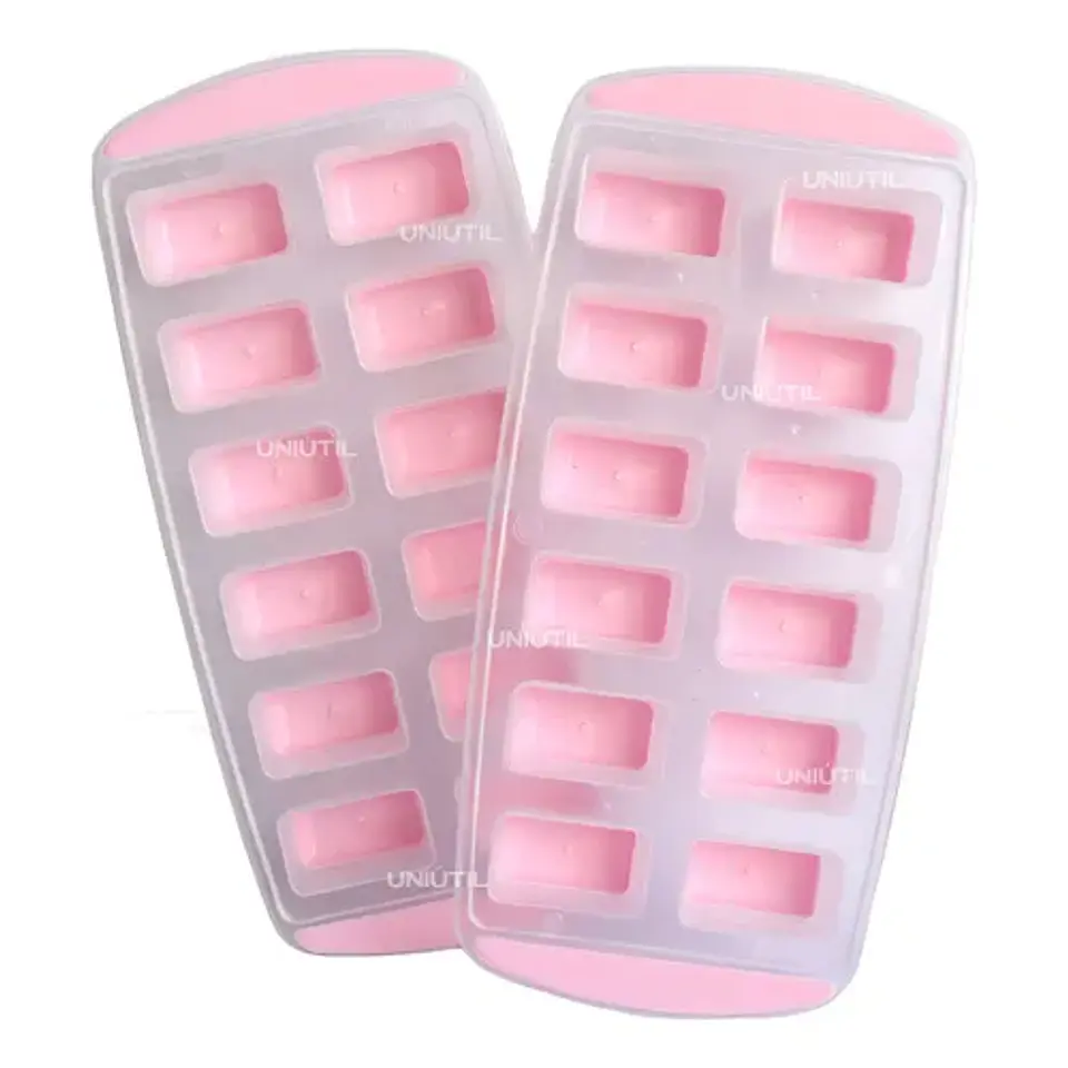 MOLDE PARA HIELO RECTANGULAR FONDO DE SILICONA 12 CUBOS 2