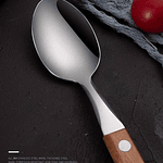 SET DE 3 PIEZAS CUCHARA, TENEDOR Y CUCHILLO DE ACERO INODIDABLE MANGO DE MADERA