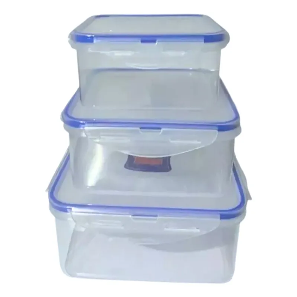 SET 3 TUPPERS HERMETICOS RECTANGULAR CON TAPA APTO PARA MICROONDAS
