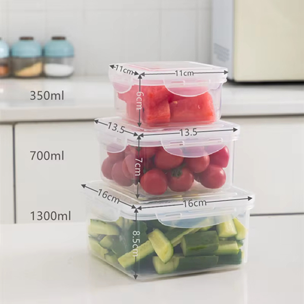 SET 3 TUPPERS HERMETICOS CUADRADO CON TAPA APTO PARA MICROONDA