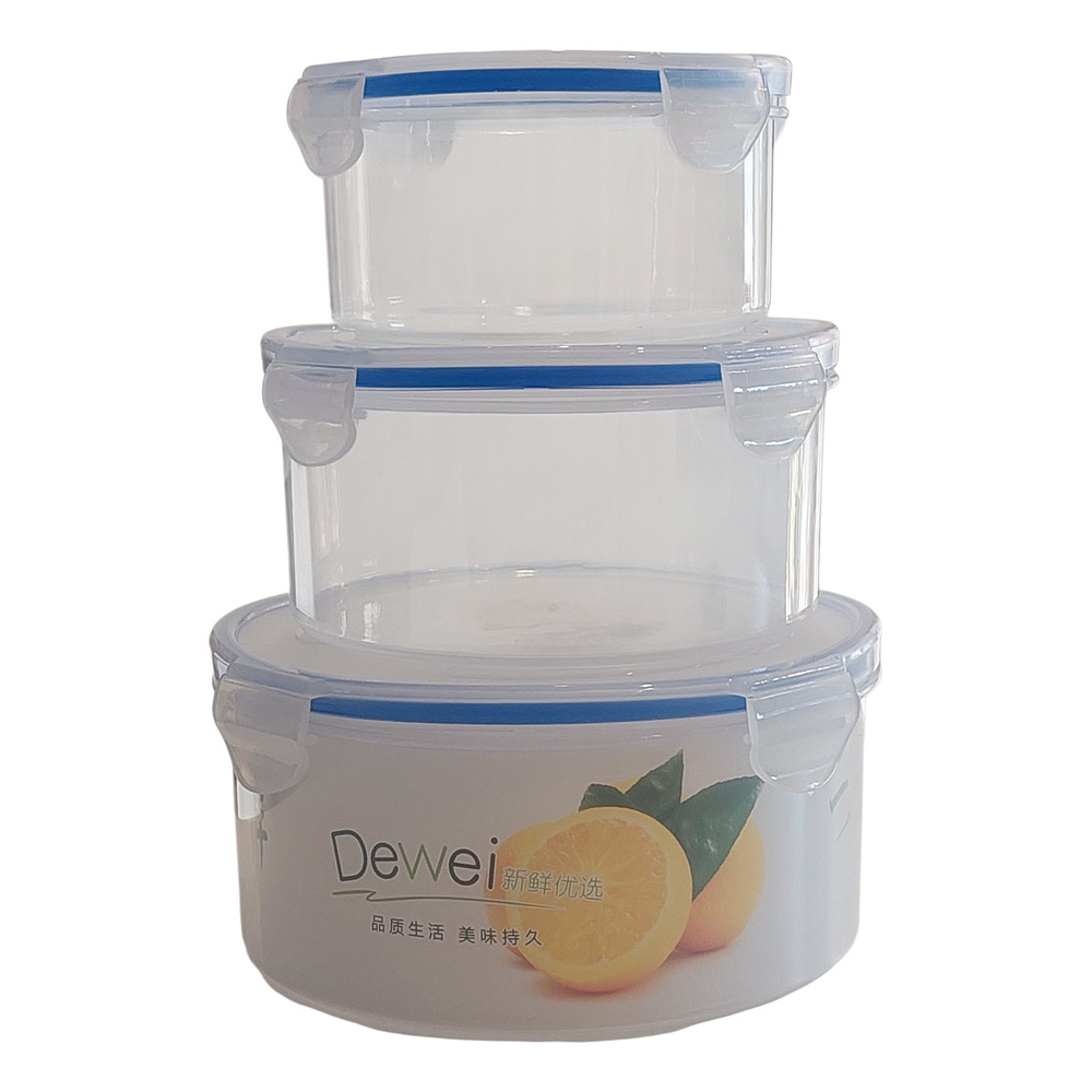 SET 3 TUPPERS HERMETICOS REDONDO CON TAPA APTO PARA MICROONDAS