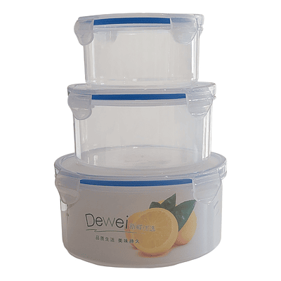 SET 3 TUPPERS HERMETICOS REDONDO CON TAPA APTO PARA MICROONDAS