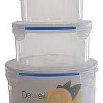 SET 3 TUPPERS HERMETICOS REDONDO CON TAPA APTO PARA MICROONDAS