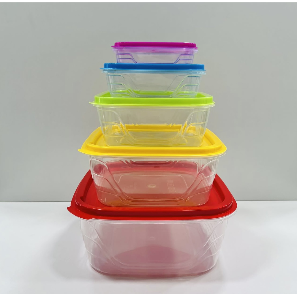 SET DE 5 TUPPERS DE COLORES CUADRADO