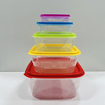 SET DE 5 TUPPERS DE COLORES CUADRADO