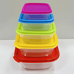 SET DE 5 TUPPERS DE COLORES CUADRADO