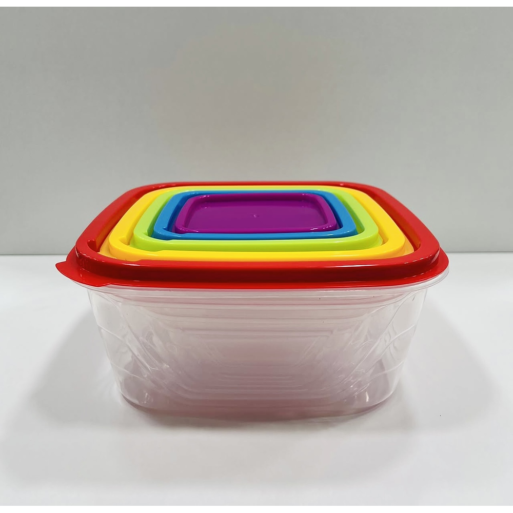 SET DE 5 TUPPERS DE COLORES CUADRADO
