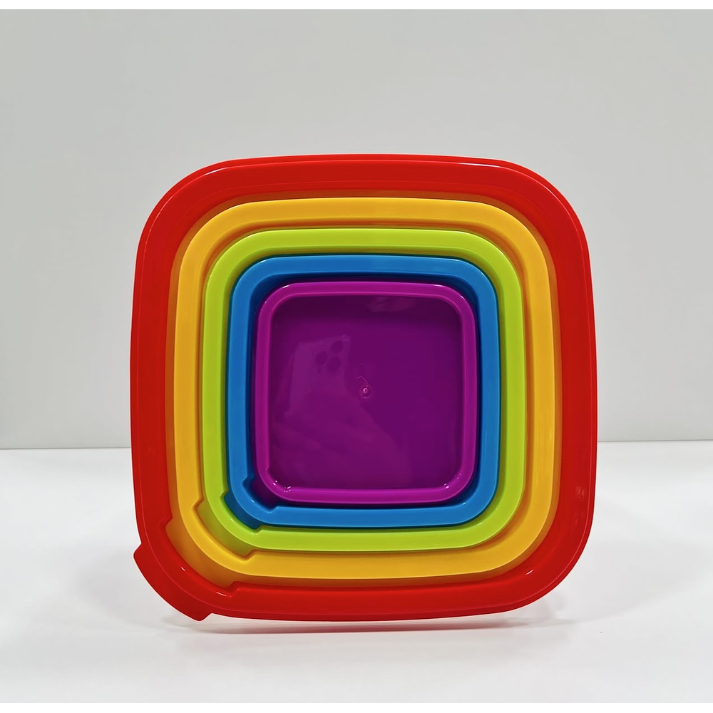 SET DE 5 TUPPERS DE COLORES CUADRADO