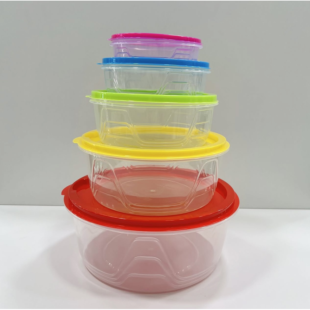 SET DE 5 TUPPERS DE COLORES REDONDO 