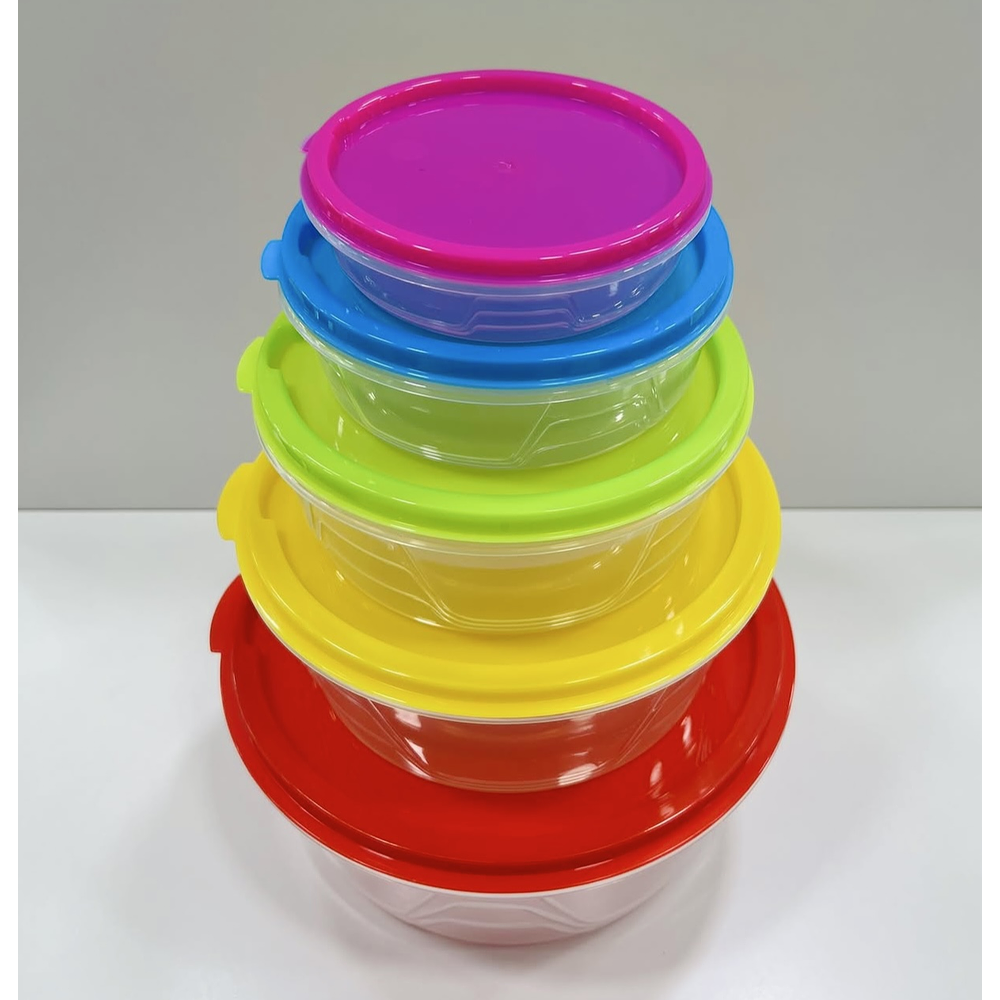SET DE 5 TUPPERS DE COLORES REDONDO 