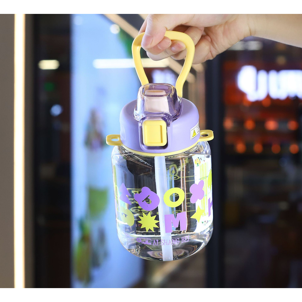 BOTELLA DE AGUA TRANSPARENTE CON DISEÑO 700ML