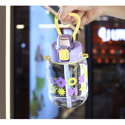 BOTELLA DE AGUA TRANSPARENTE CON DISEÑO 700ML