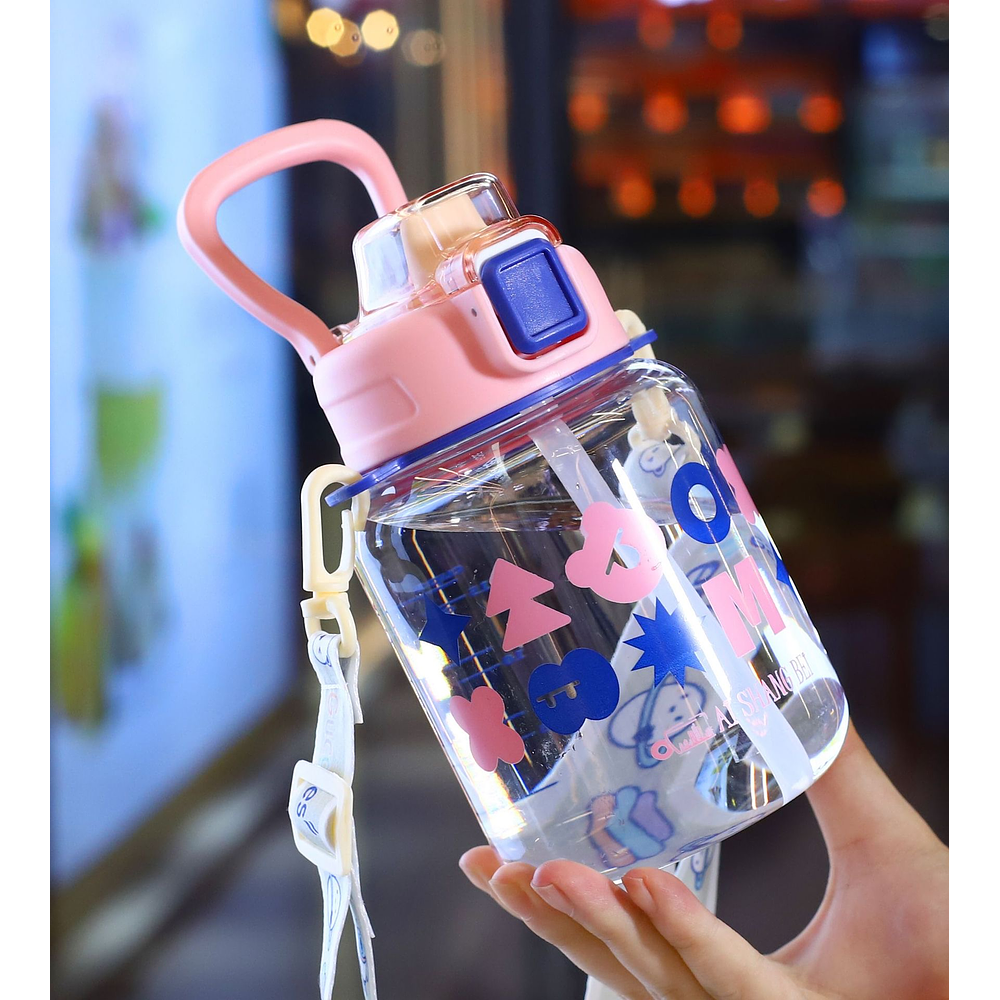 BOTELLA DE AGUA TRANSPARENTE CON DISEÑO 700ML