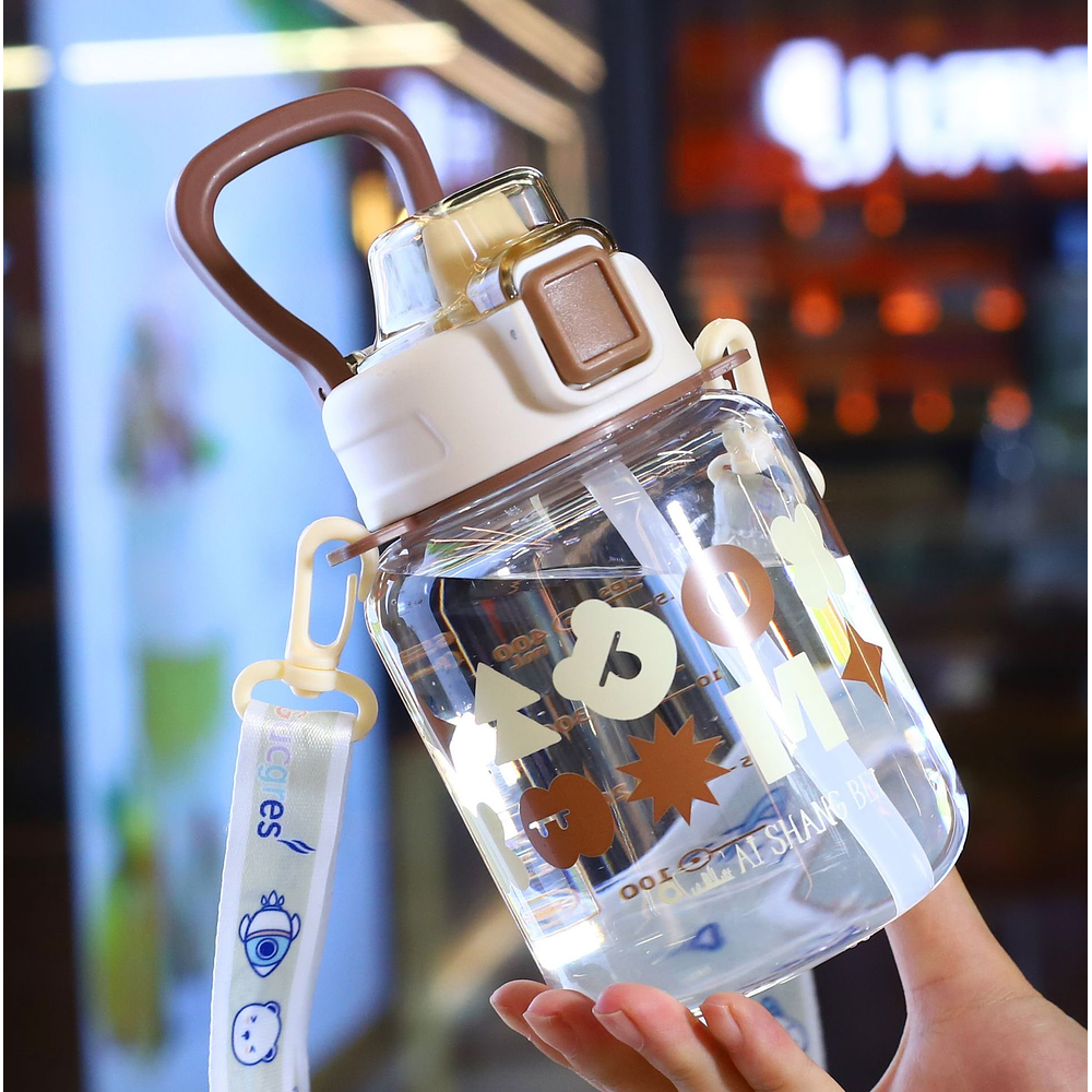 BOTELLA DE AGUA TRANSPARENTE CON DISEÑO 700ML