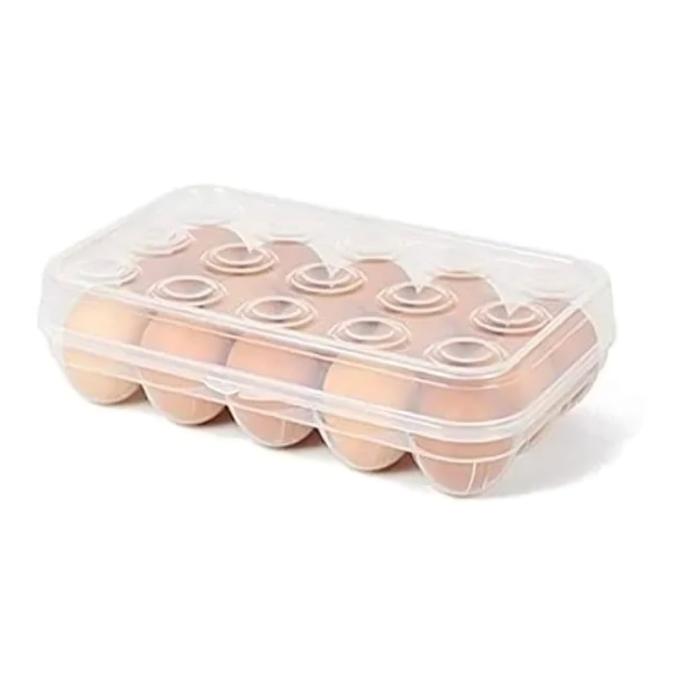 ORGANIZADOR TRANSPARENTE CON TAPA PARA 15 HUEVOS