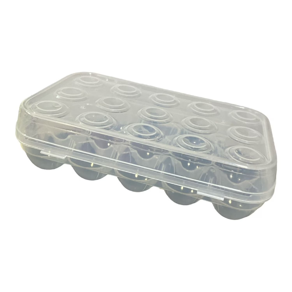 ORGANIZADOR TRANSPARENTE CON TAPA PARA 15 HUEVOS