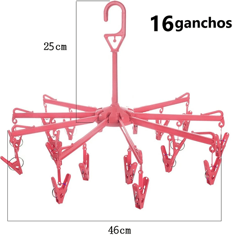 COLGADOR GIRATORIO 360 PLEGABLE DE 16 PERRITOS