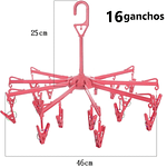 COLGADOR GIRATORIO 360 PLEGABLE DE 16 PERRITOS