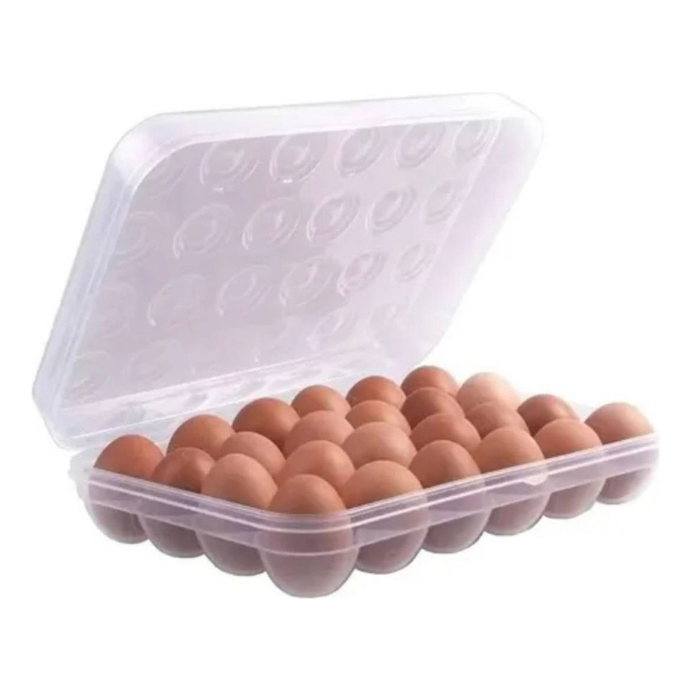 ORGANIZADOR TRANSPARENTE CON TAPA PARA 24 HUEVOS